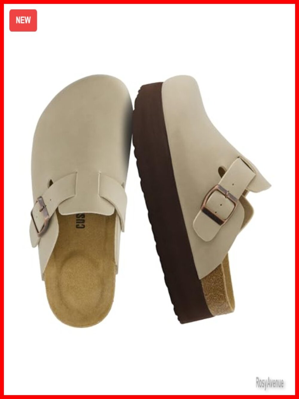 Vegan Suede Platform Clogs Womens Adjustable Memory Foam